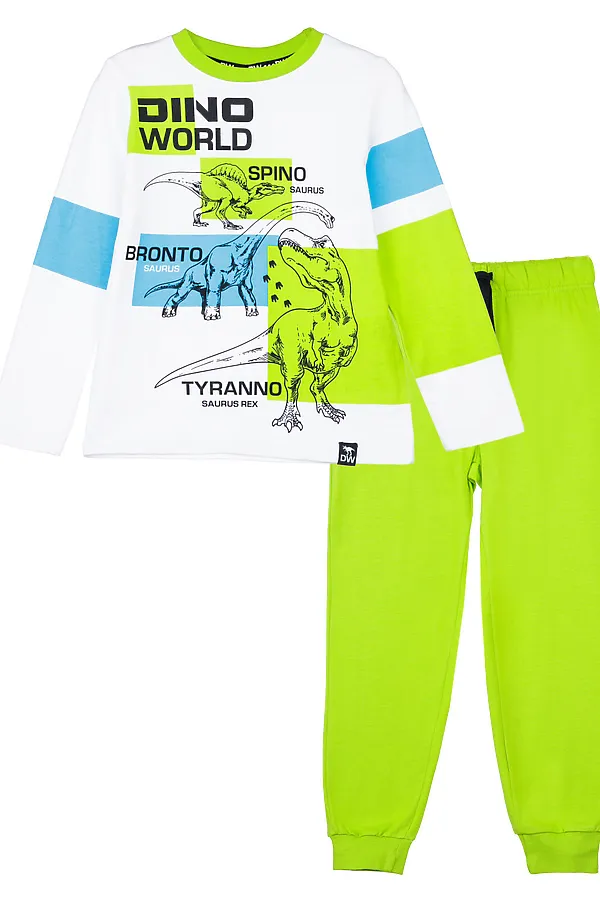 Комплект (Лонгслив+Брюки) PLAYTODAY, белый,светло-зеленый,цветной - фото 1