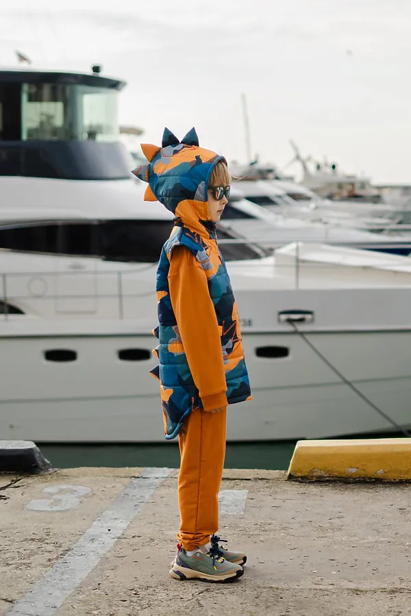 Жилет Дино принт деним MINIDINO, деним - фото 1