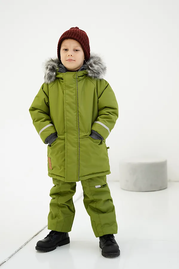 Брюки на лямках зима грин MINIDINO, грин - фото 1
