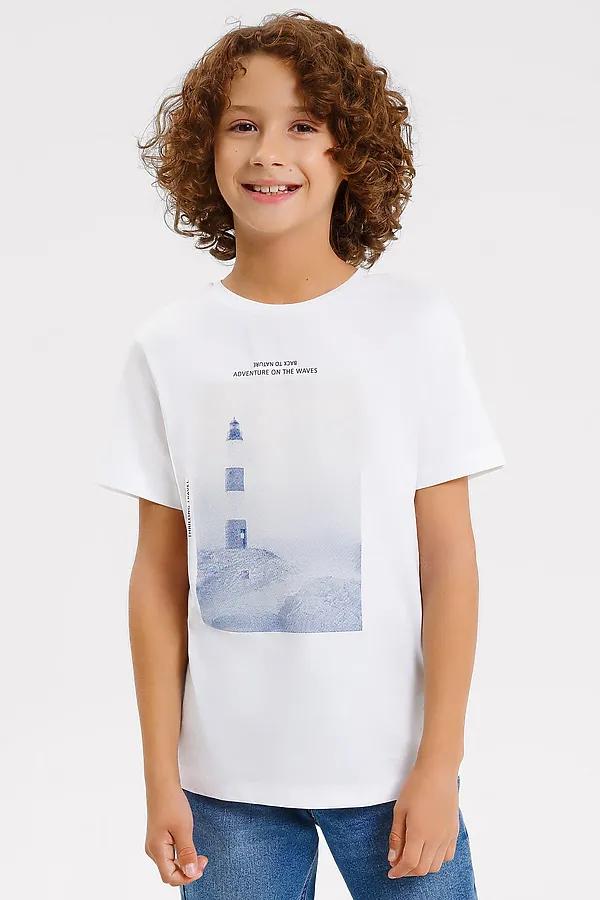 Футболка  MARK FORMELLE, белый +печать1 - фото 1