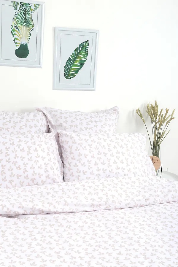 Пододеяльник поплин Первые листочки НАТАЛИ, белый - фото 1