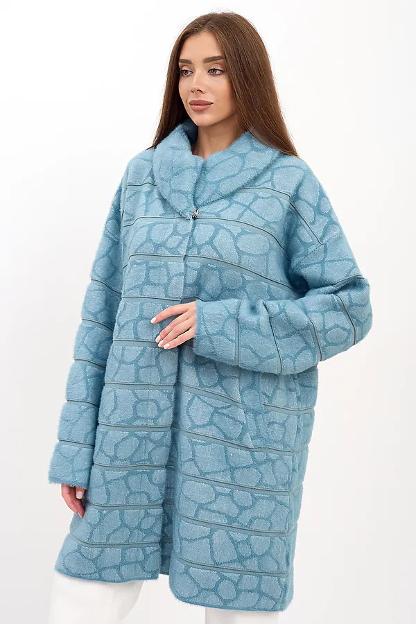 Кардиган женский Альпака Г жаккард LIKA DRESS, голубой - фото 1