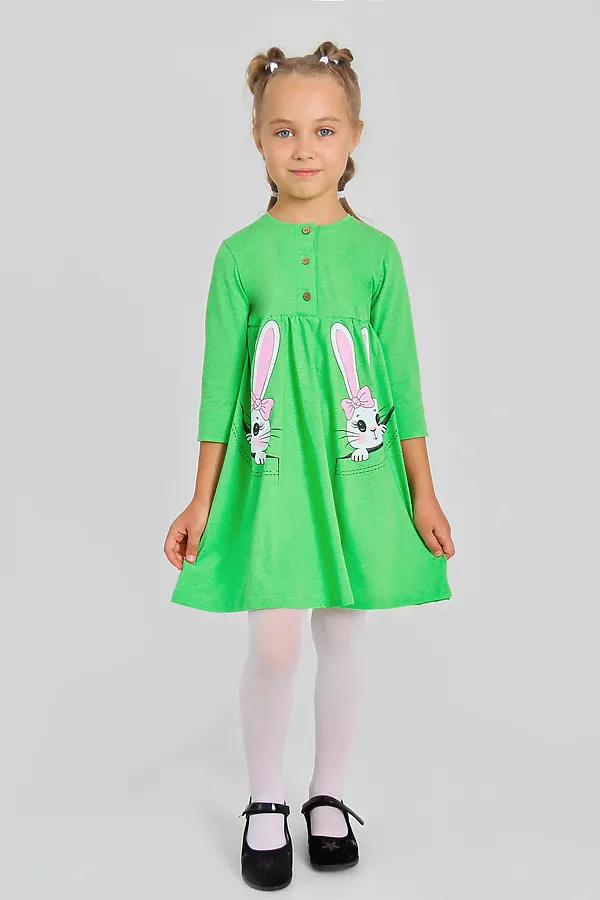 Платье "Маняша-6" с шелкографией ИВАШКА, салатовый - фото 1