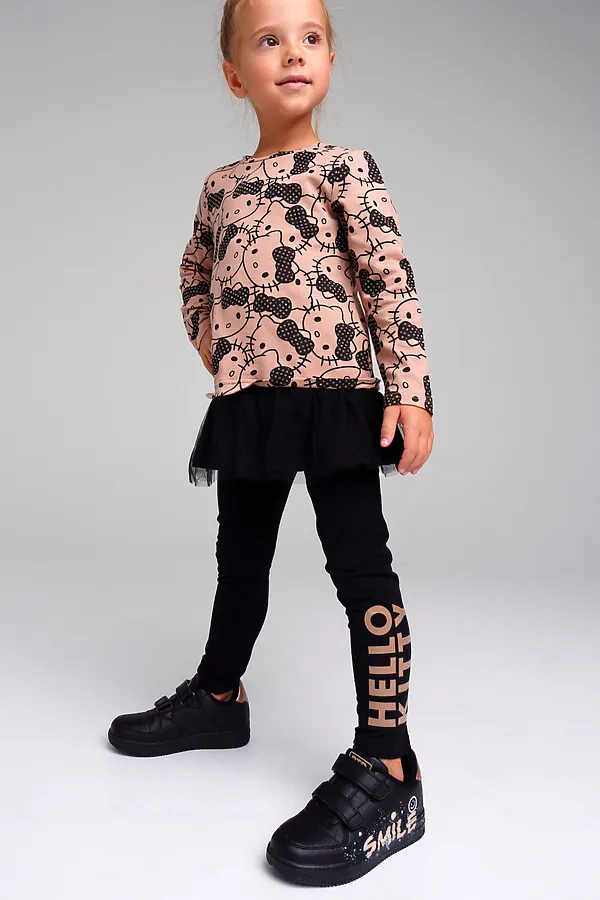 Комплект (Лонгслив+Леггинсы) PLAYTODAY, черный,цветной - фото 1