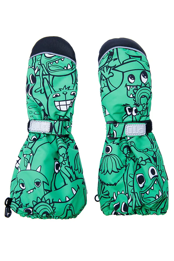 Варежки PLAYTODAY, черный,зеленый - фото 1