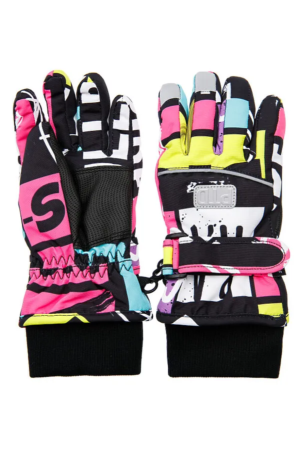 Перчатки  PLAYTODAY, розовый, черный, желтый, голубой - фото 1