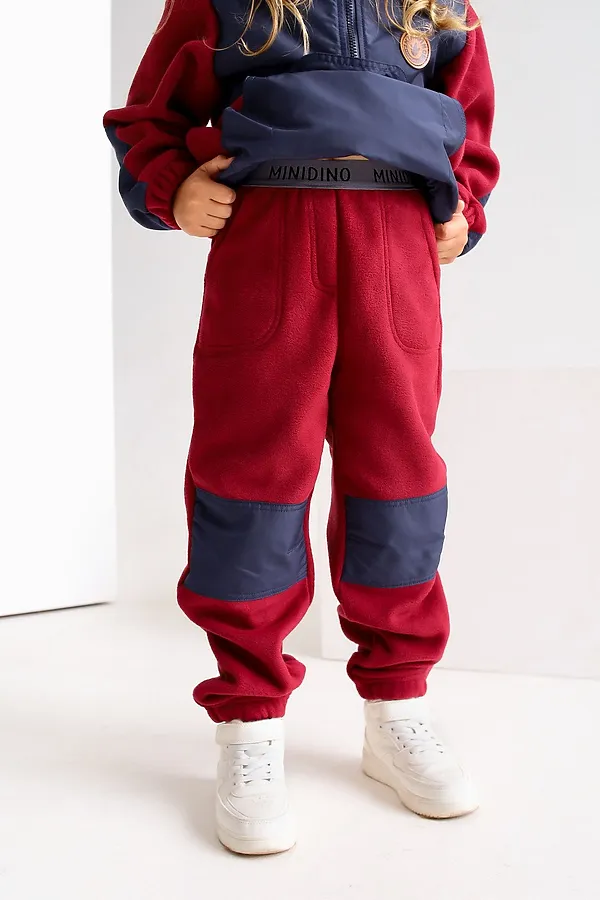 Брюки Флисовые бордо MINIDINO, бордо - фото 1