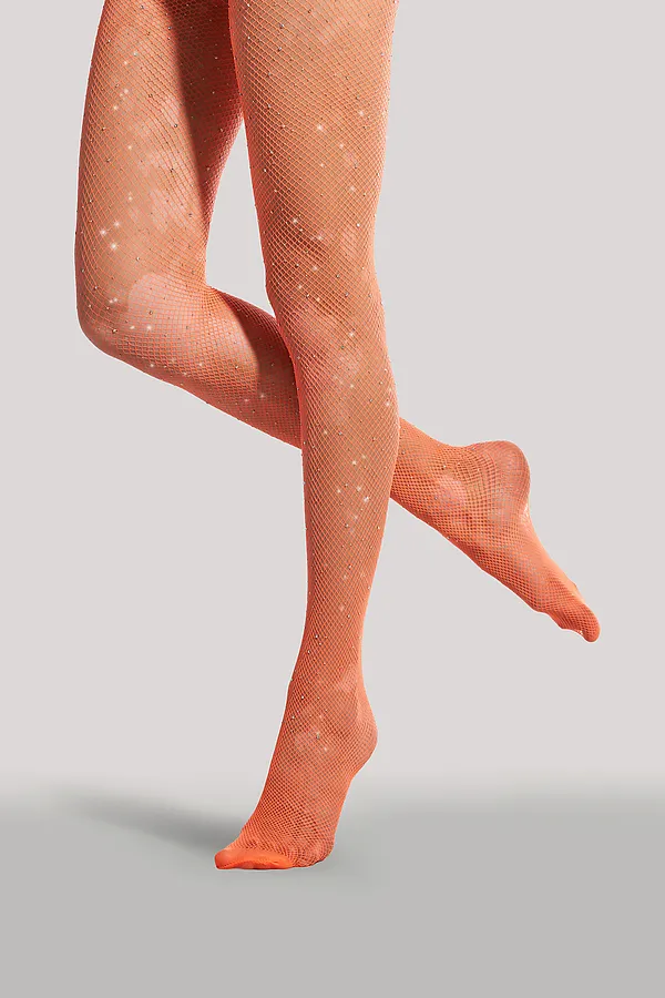 Колготки "Блеск" КРАСНАЯ ЖАРА, ярко-оранжевый, серебристый - фото 1