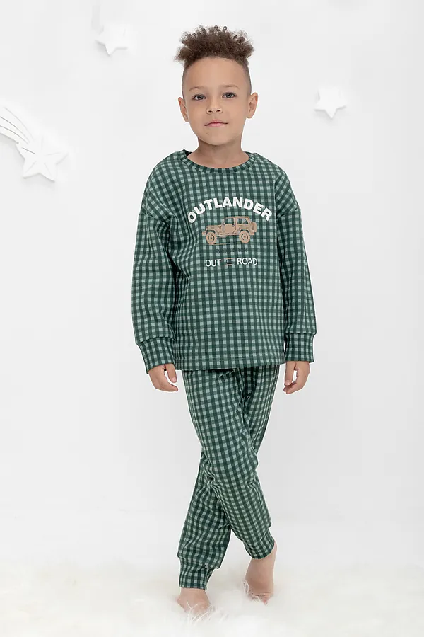 Пижама CROCKID, полынь,маленькая клетка - фото 1