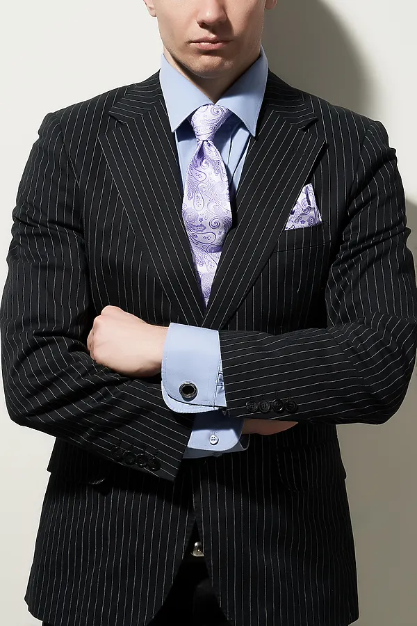 Набор из 2 аксессуаров: галстук платок "Мужские игры" SIGNATURE, сиреневый, белый - фото 1