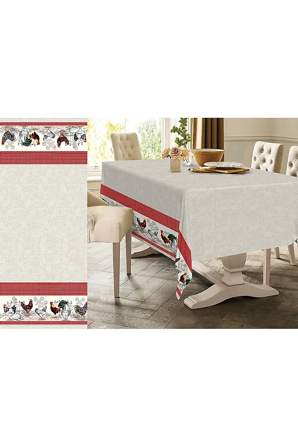 Скатерть рогожка НАТАЛИ, птичий двор - фото 1