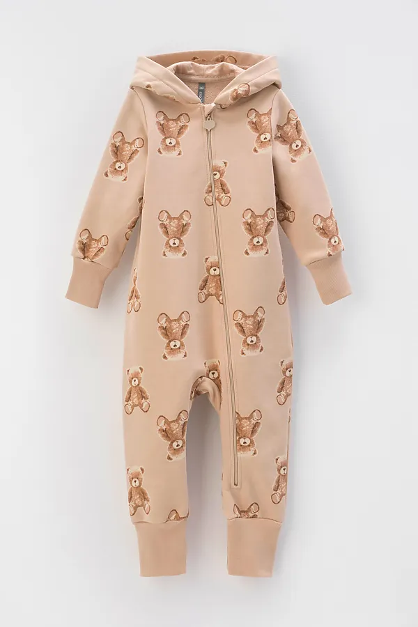 Комбинезон CROCKID, темно-бежевый,плюшевый мишка к410 - фото 1