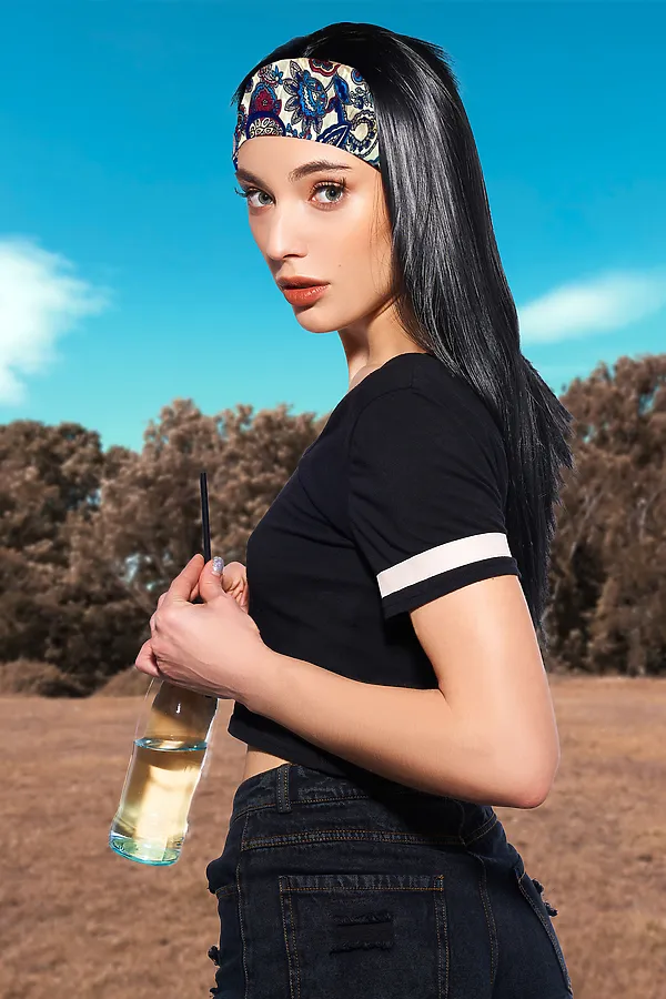 Парик на повязке "Шелковый цветок" Nothing Shop, черный, бордовый, светло-бежевый - фото 1