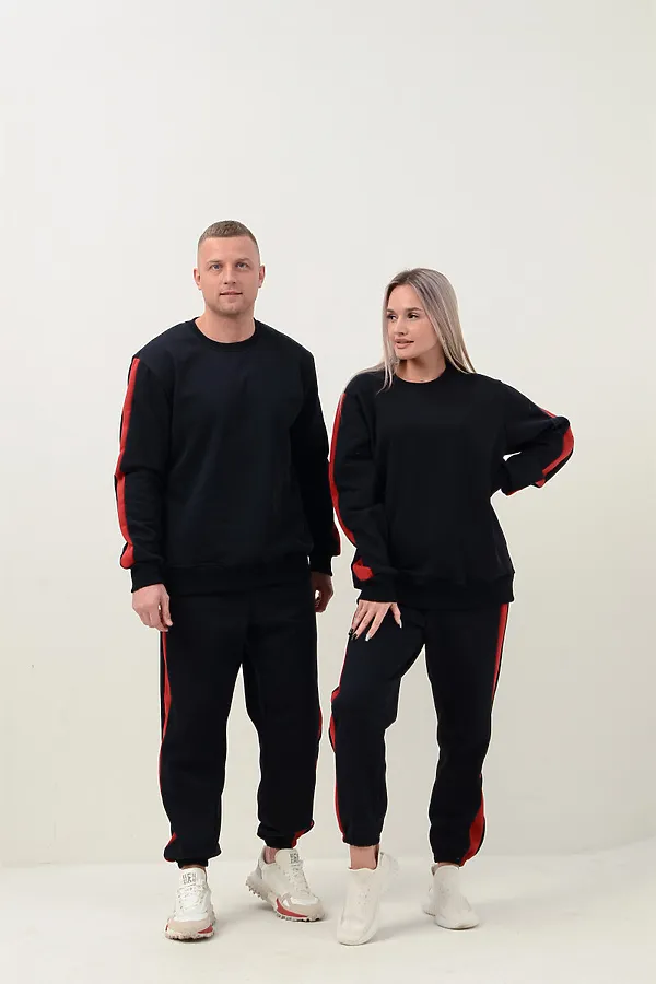 Костюм (Брюки+Толстовка) СОФИЯ37, черно-красный - фото 1
