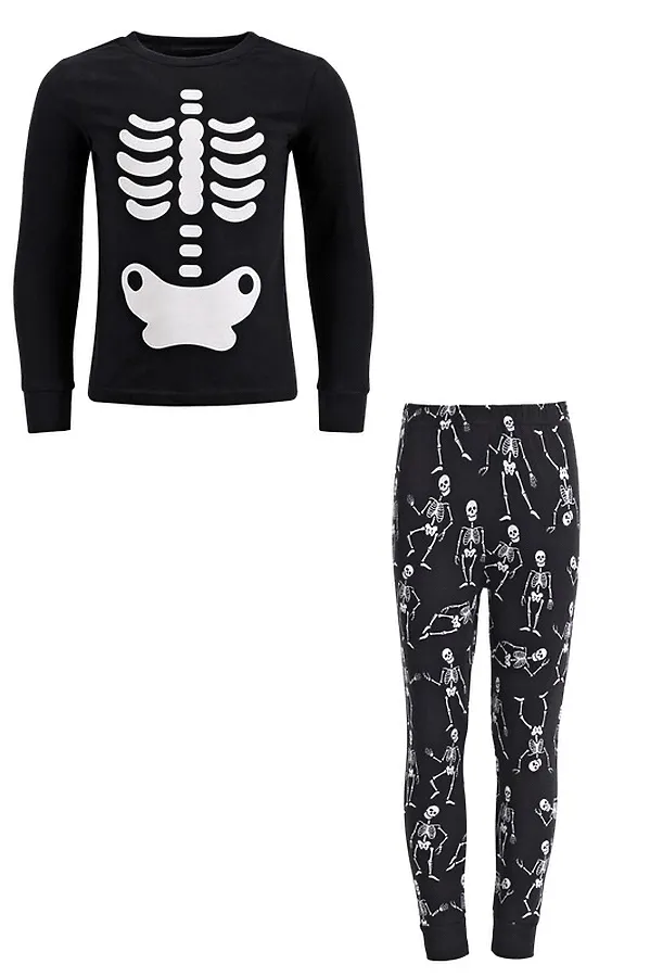 Пижама АПРЕЛЬ, черный+скелеты на черном - фото 1