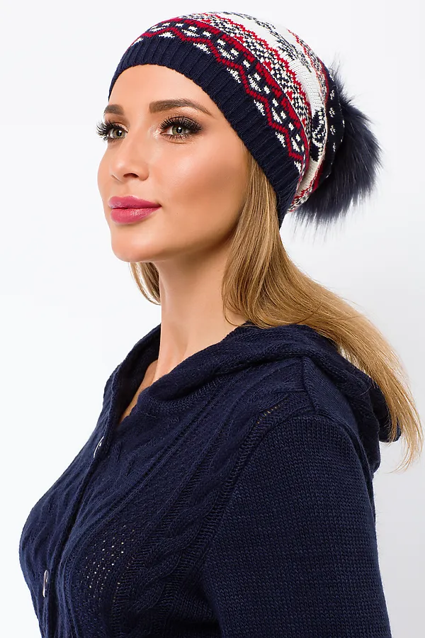 Шапка VAY, т.синий/молоко/красный - фото 1