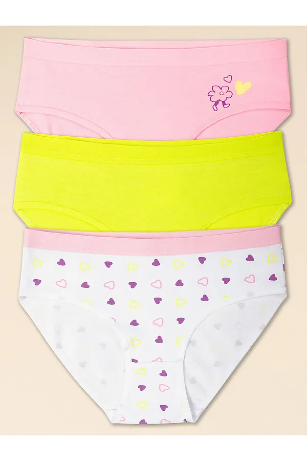 Трусы, 3 шт. PELICAN, белый/розовый/лаймовый - фото 1