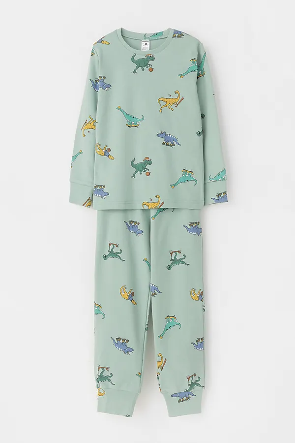 Пижама CROCKID, голубой прибой,дино спортсмены - фото 1