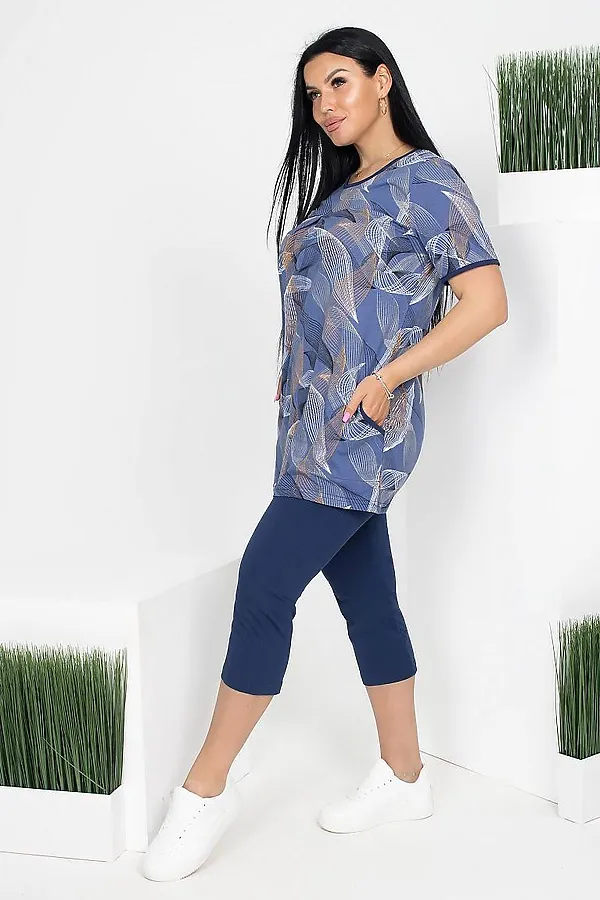 Костюм (Туника+Бриджи) LIKA DRESS, синий - фото 1