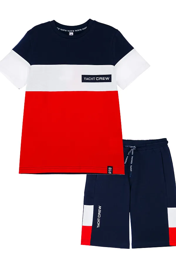 Комплект (Футболка+Шорты) PLAYTODAY, тёмно-синий,белый,красный - фото 1
