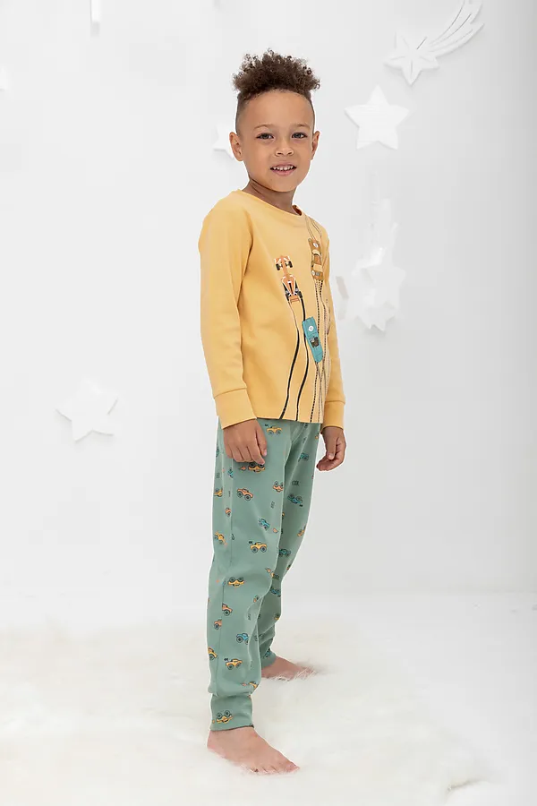 Пижама CROCKID, пшеница,гонки на весеннем зеленом - фото 1