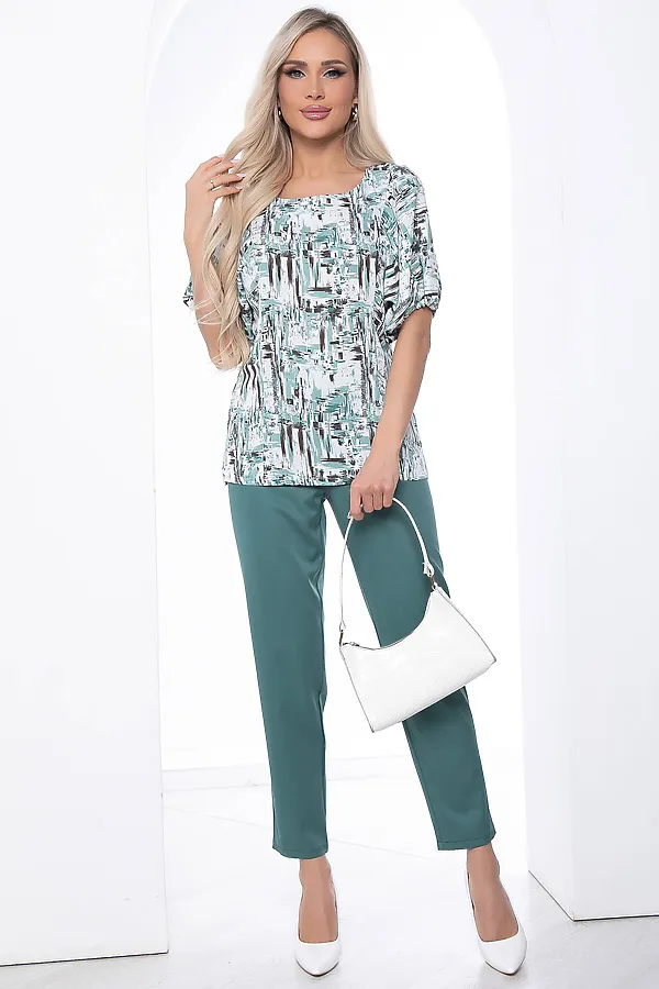 Костюм (Блуза+Брюки) LADY TAIGA, зеленый - фото 1