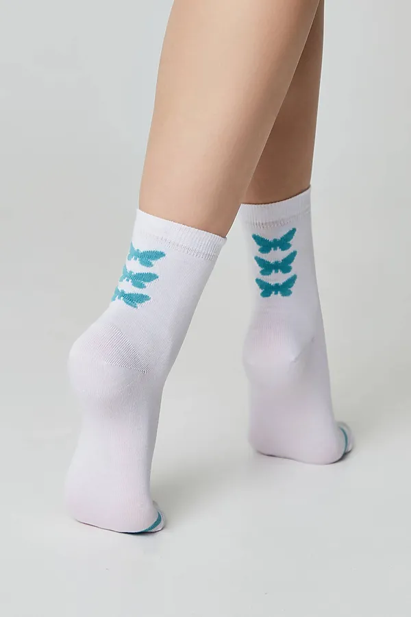 Носки ESLI, белый-бирюза - фото 1