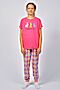 Пижама с брюками 91226 НАТАЛИ (Ярко-розовый/розовая клетка) 43032 #928462